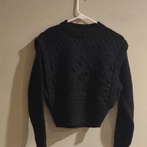 Loavies Women's X small Crop Knit Black‎ Chunky Sweater